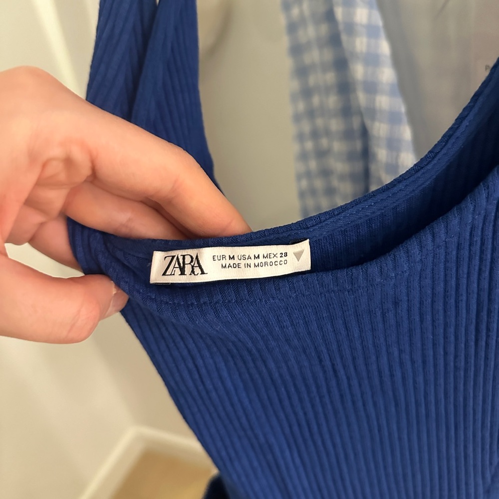 Zara Ribbed Blue Dress Mini - Picture 4 of 5